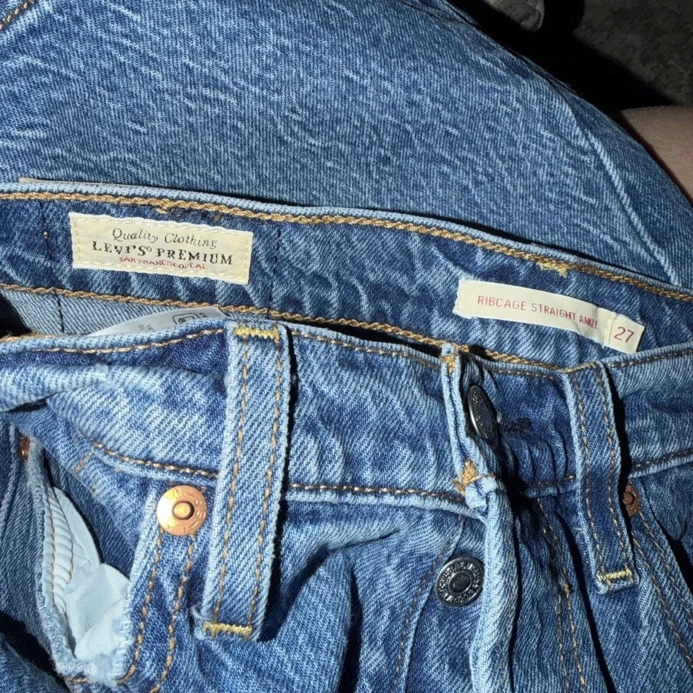 Levi's Ribcage Straight Ankle Size 27 Women Denim Jeans Button Fly Blue Big 
